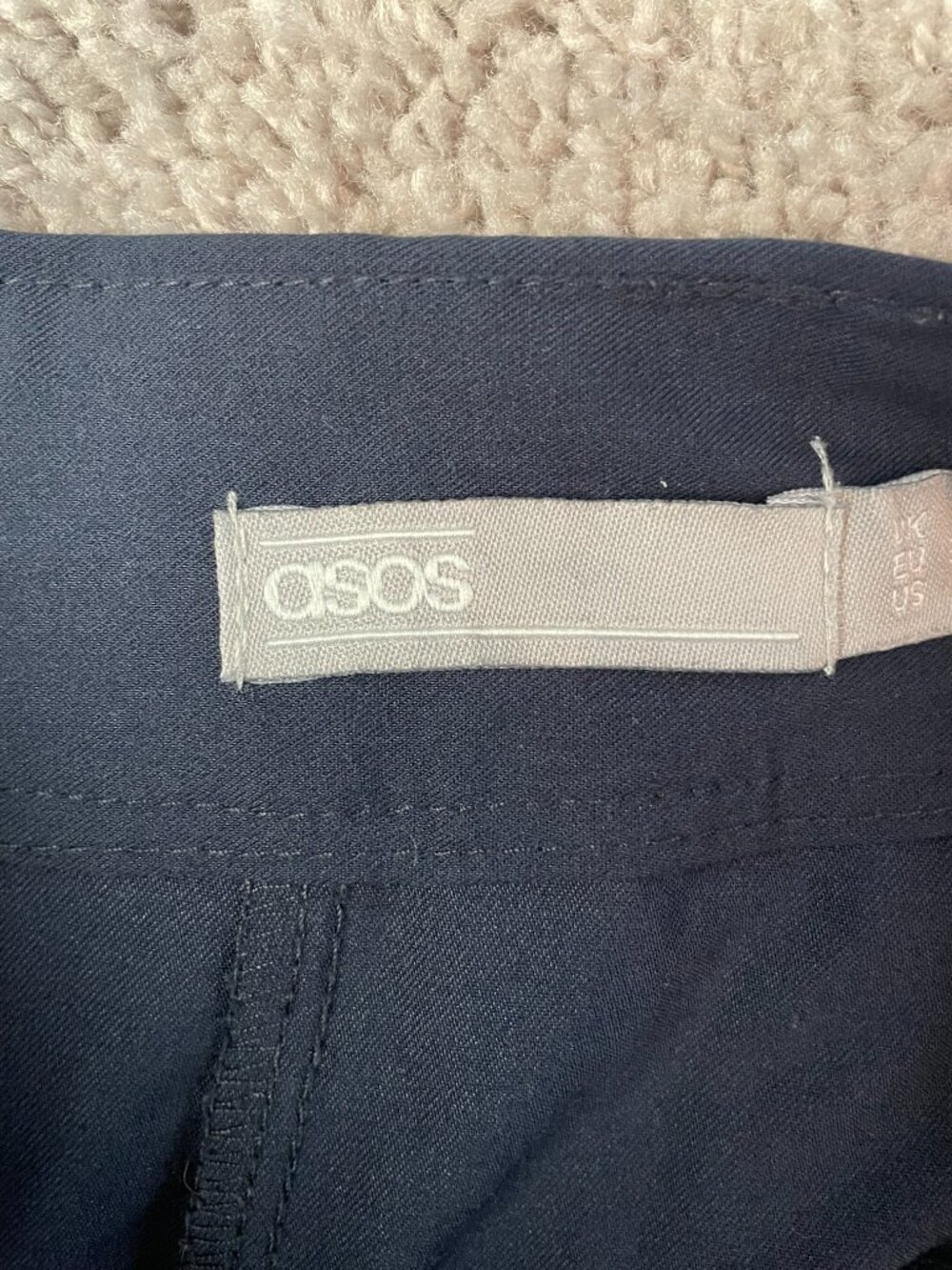 Asos Pleated Tapered Navy Trousers - Picture 5 of 6